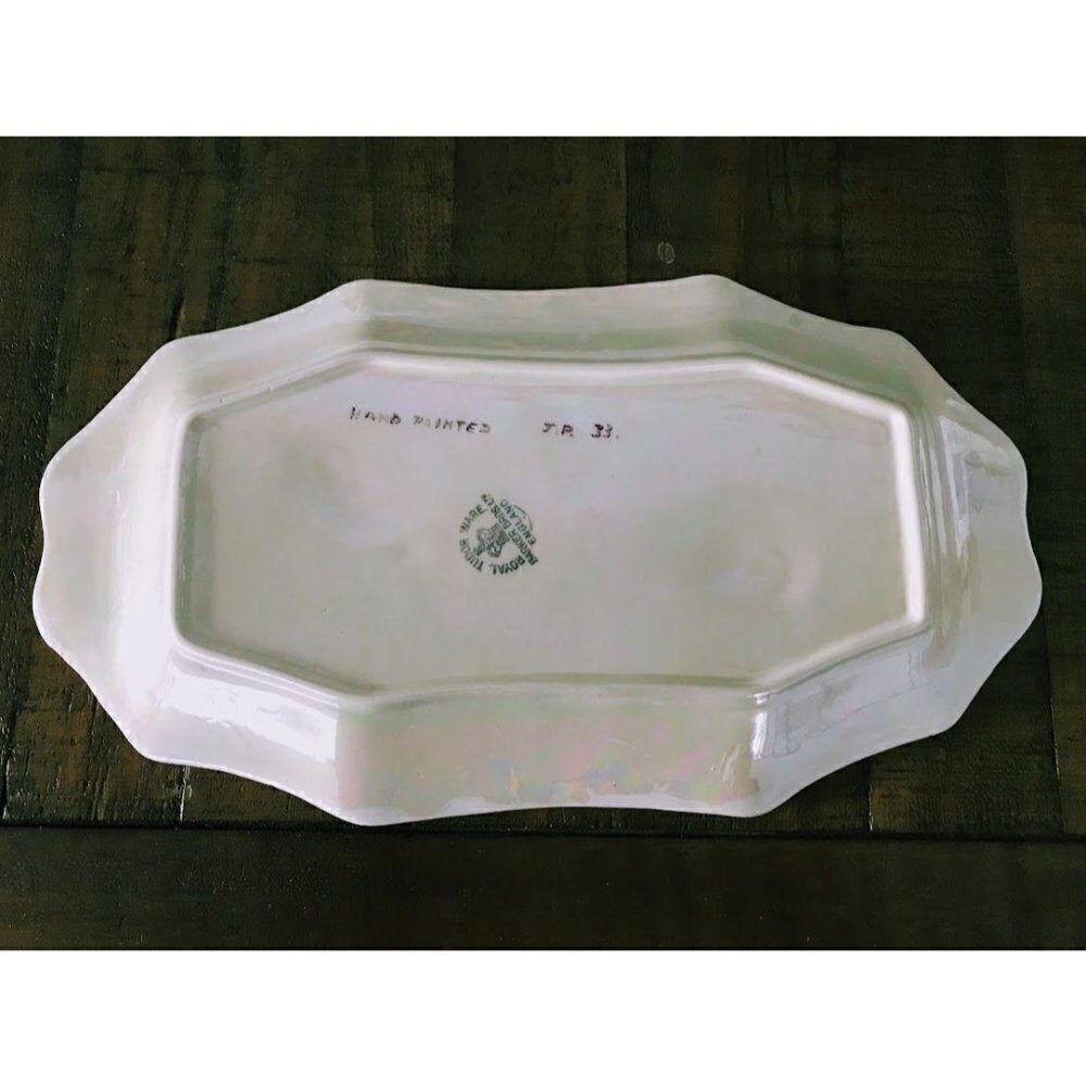 Barker Brothers Royal Tudor Ware Oblong Plate Floral Gilded - Picture 5 of 5
